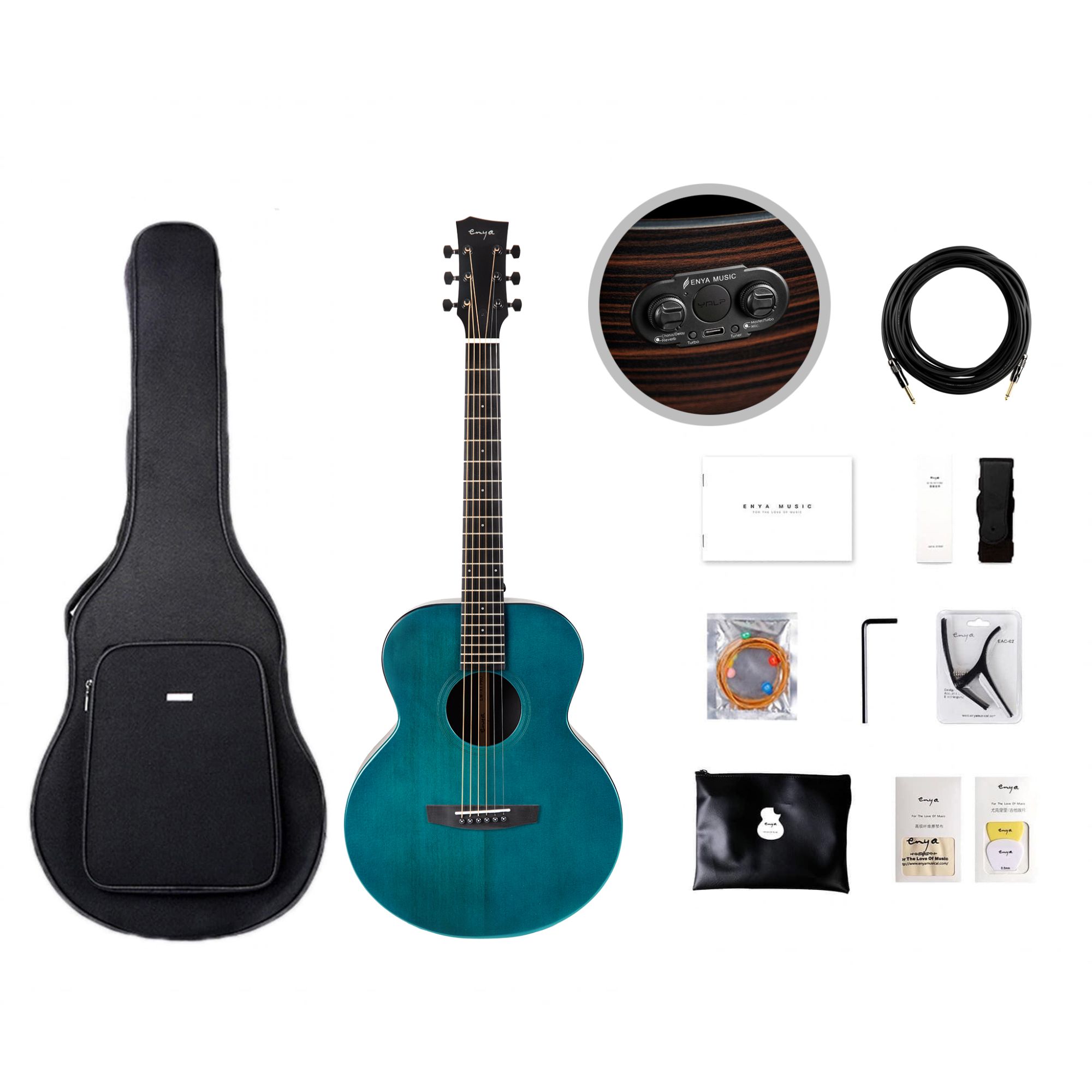 Enya EM-X1 PRO EQ 36TransAcoustic Guitar- Blue Matt Finish