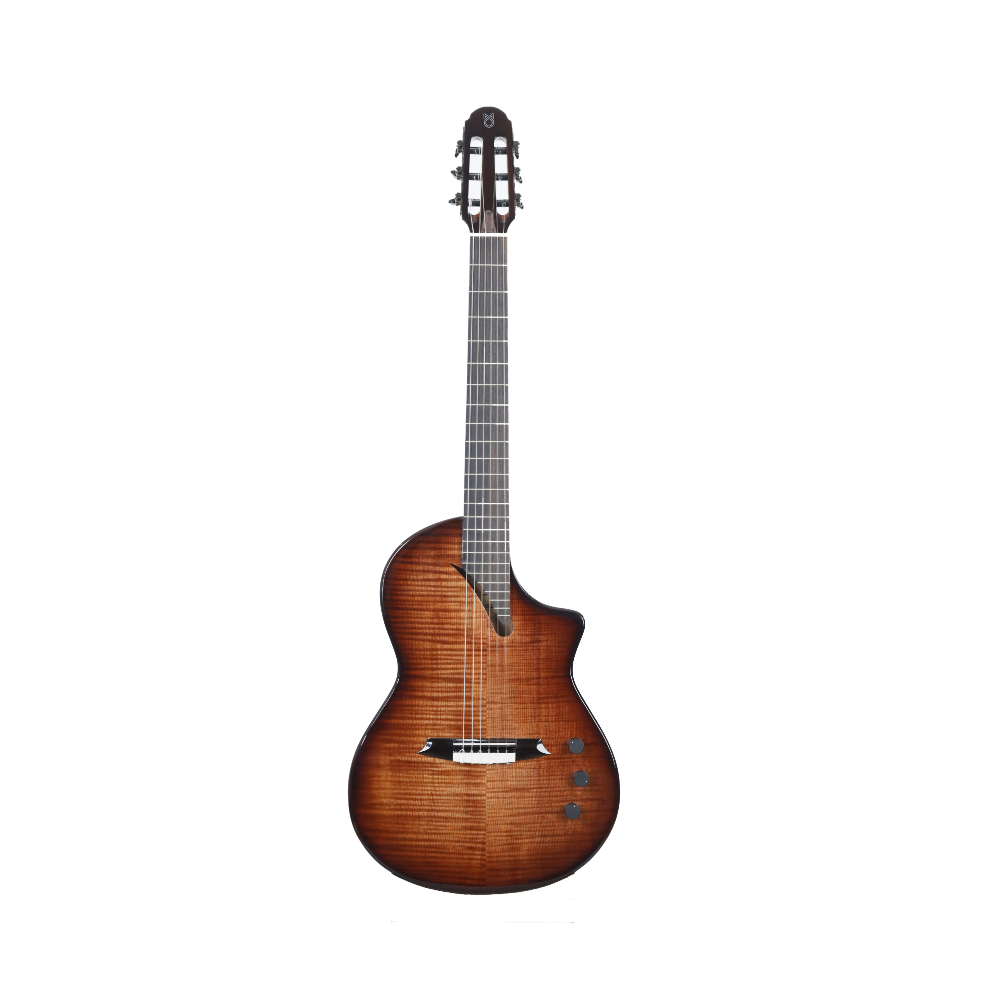 MARTINEZ Hispania Cognac with EQ all solid flame top modern transacoustic classical guitar