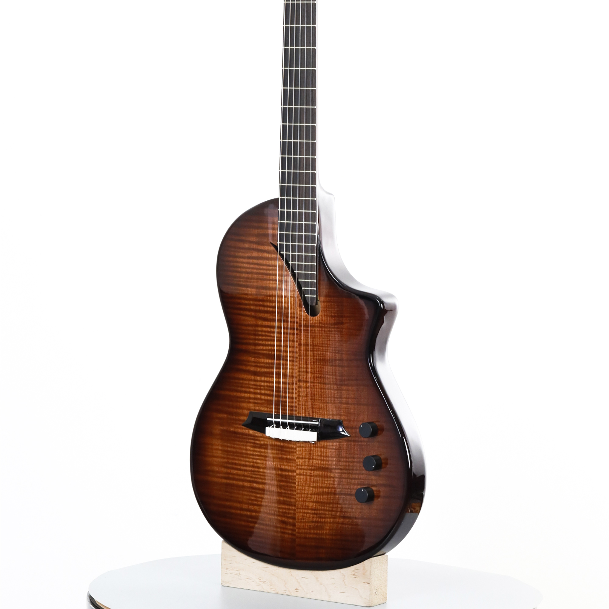 MARTINEZ Hispania Cognac with EQ all solid flame top modern transacoustic classical guitar