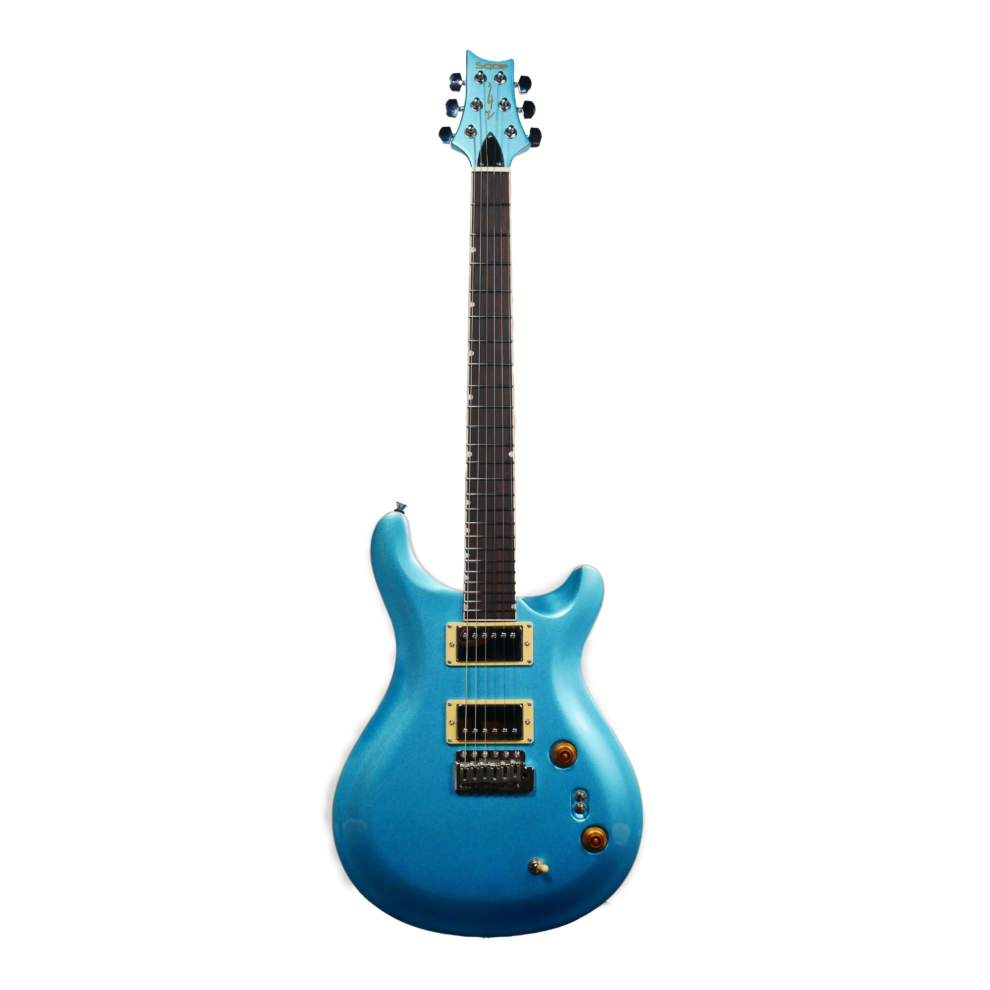 SQOE SEPRS200 Flash Ice Blue Electric Guitar Wilkinson Tremolo Mirror Gloss Finish