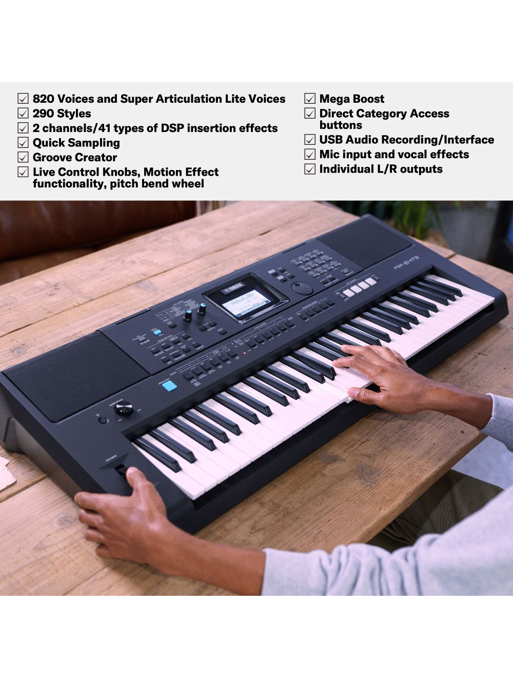 Yamaha PSR-E473 Portable Keyboard With 61 Keys