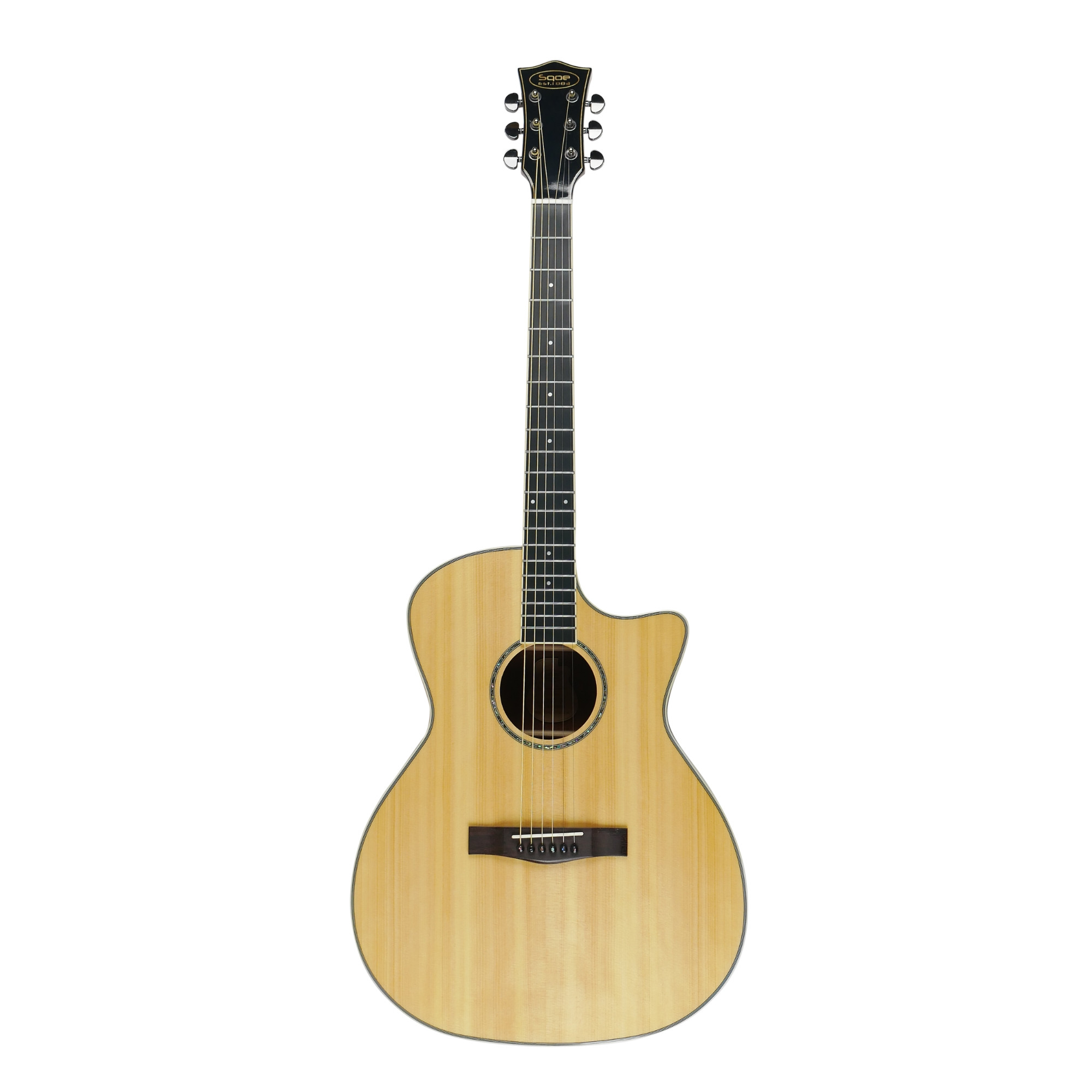 SQOE S340 FGCS Solid top Acoustic guitar - classic cherry burst gloss and blue