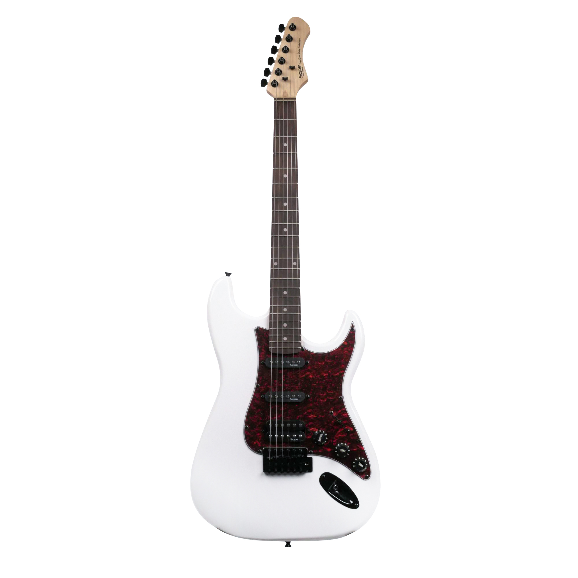 SQOE SEST230 Super Strat HSS Electric guitar With Rosewood Fret Board -White
