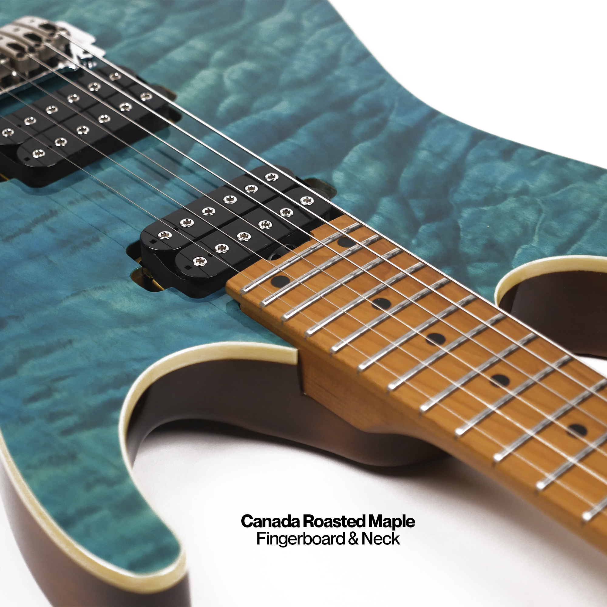 SQOE SEIB950 QUILTED MAPLE BLUE SUPER STRATOCASTER GUITAR