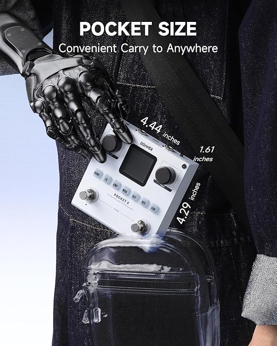 Donner Pocket-X Multi Effects Guitar Pedal GuitarBass AMP Modeler Multi Effects Processor Portable Rechargeable Guitar Pedal with 6 Effects Modules 80 Presets 20 IRs for Electric Guitar