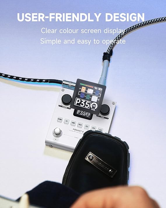 Donner Pocket-X Multi Effects Guitar Pedal GuitarBass AMP Modeler Multi Effects Processor Portable Rechargeable Guitar Pedal with 6 Effects Modules 80 Presets 20 IRs for Electric Guitar