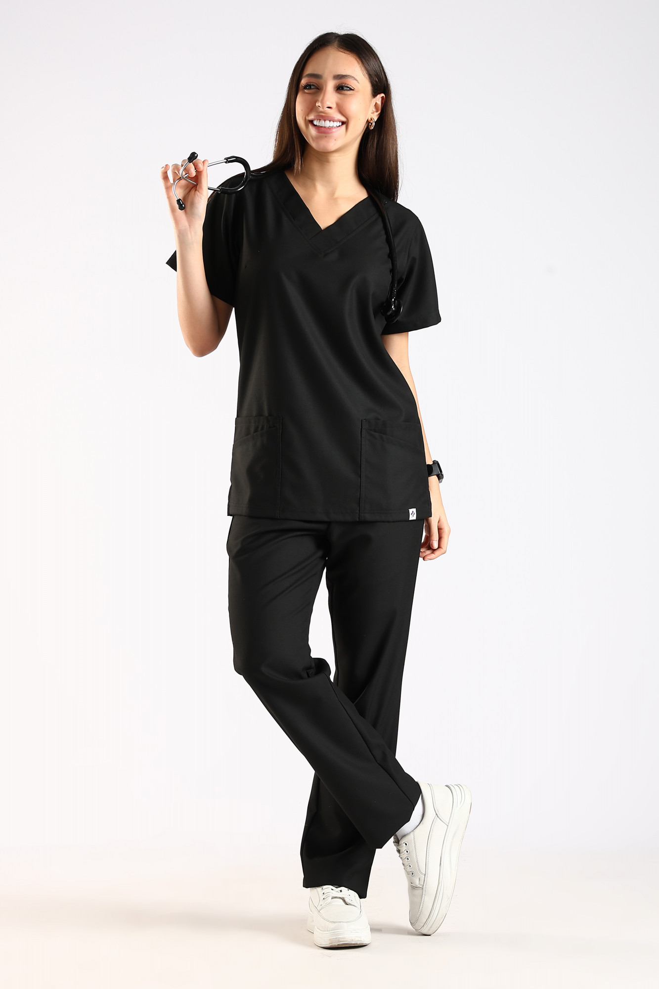 Bella Classic Scrub Top (Black)