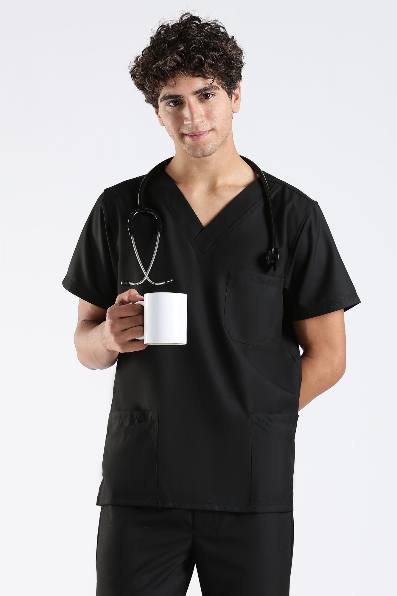 Benito Classic Scrub Top (Black)
