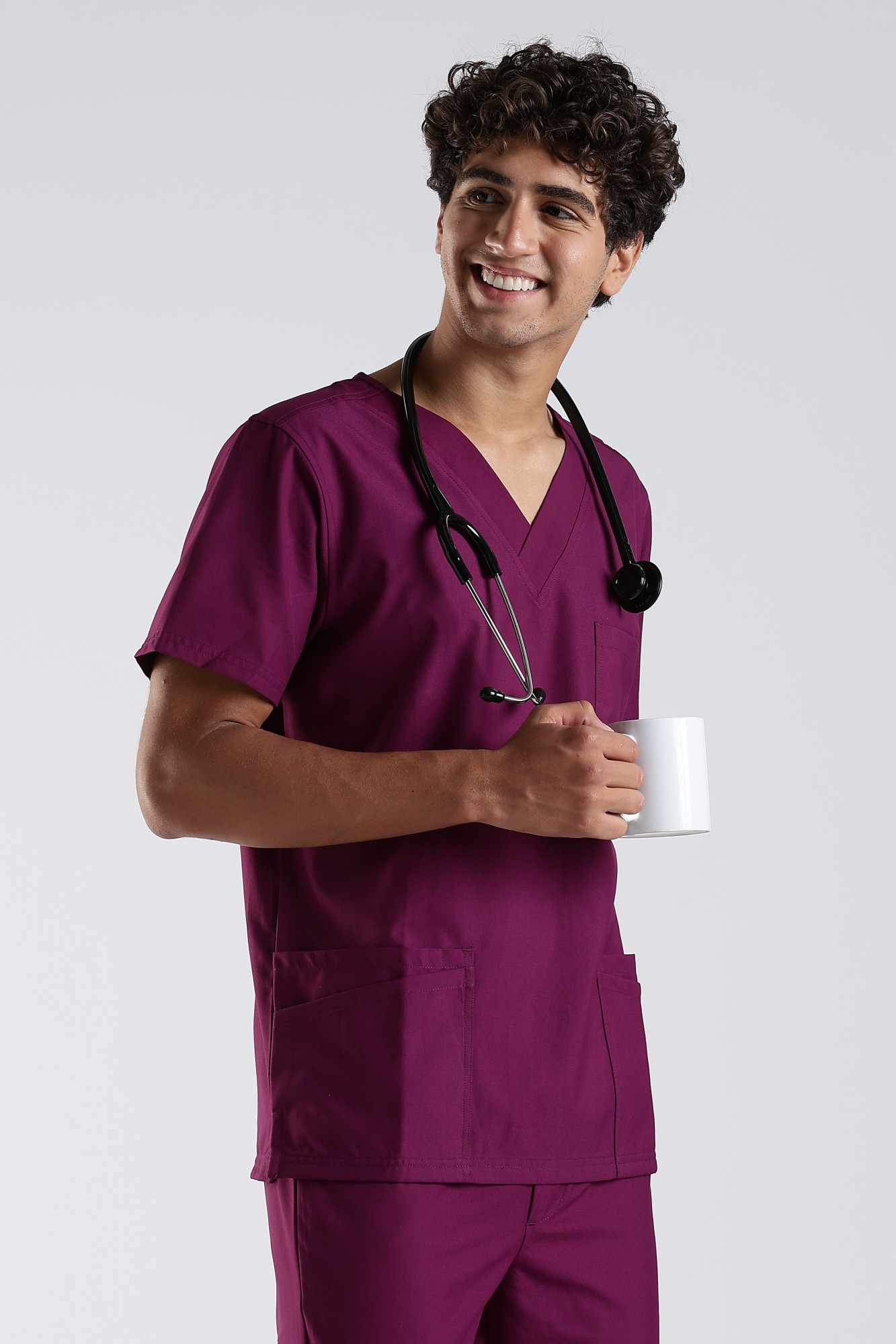Benito Classic Scrub Top (Berry Bloom)