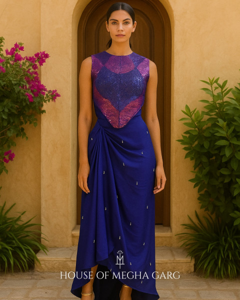 Purple Sequined Bustier & Skirt