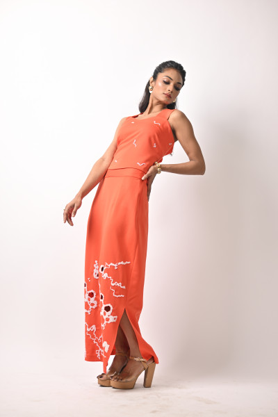 Orange Bustier-Skirt Dress