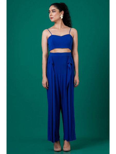 Blue Co-ord Set with Organza Jacket