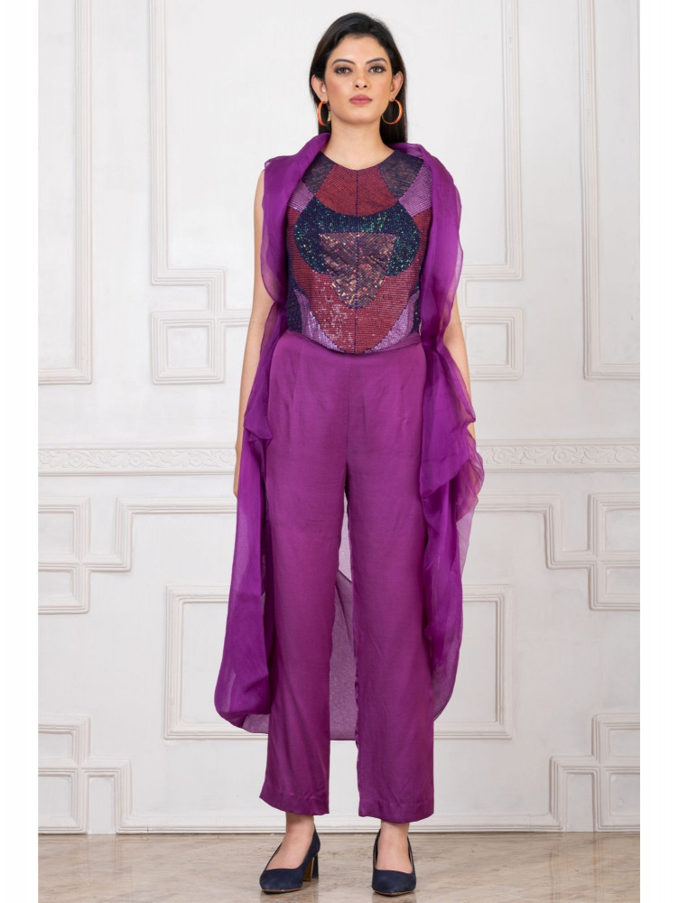 Image of Orchid Purple Sequenced Cape Co-ord Set