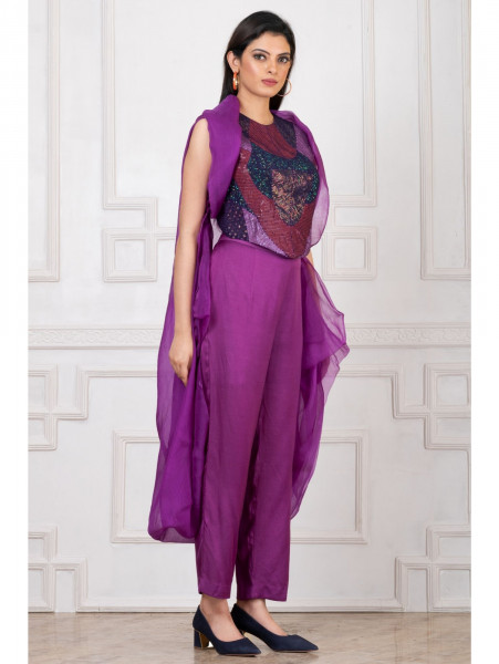 Orchid Purple Sequenced Cape Co-ord Set