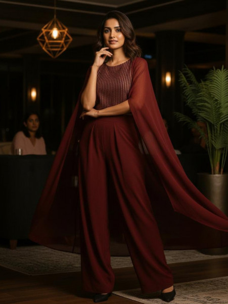 Wine Drape Cape Co-ord Set