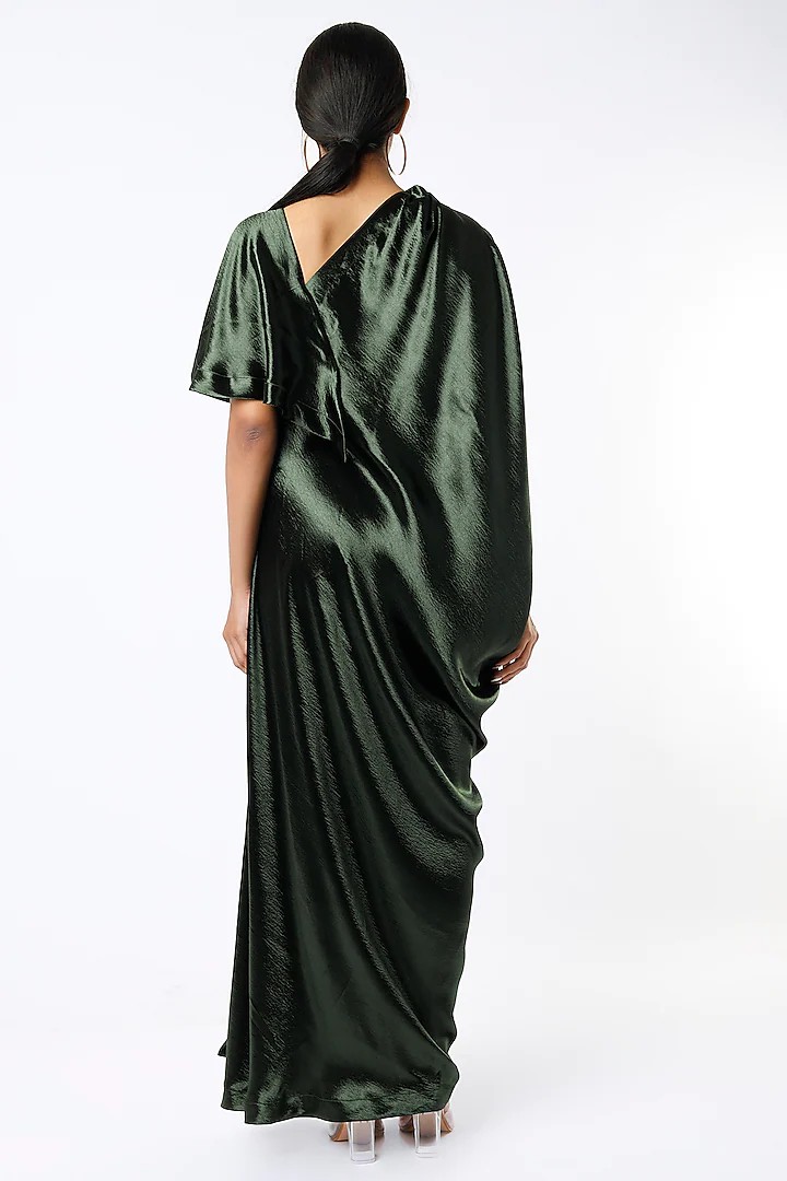 Olive green draped sales dress