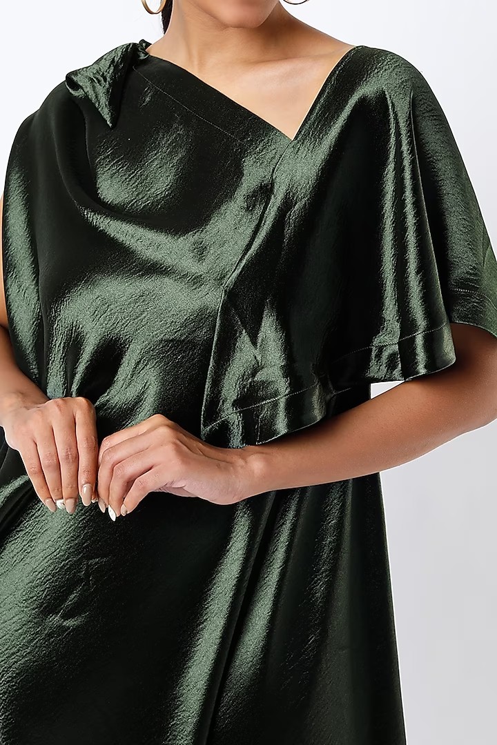 Olive green draped dress hot sale