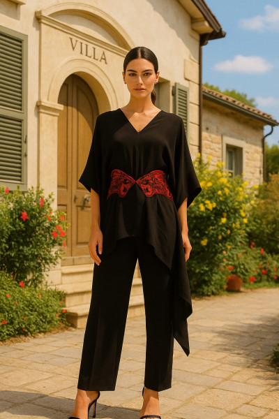 Noir-Scarlet Co-ord Set