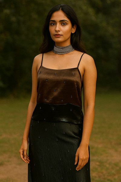 Embellished Satin Camisole Top
