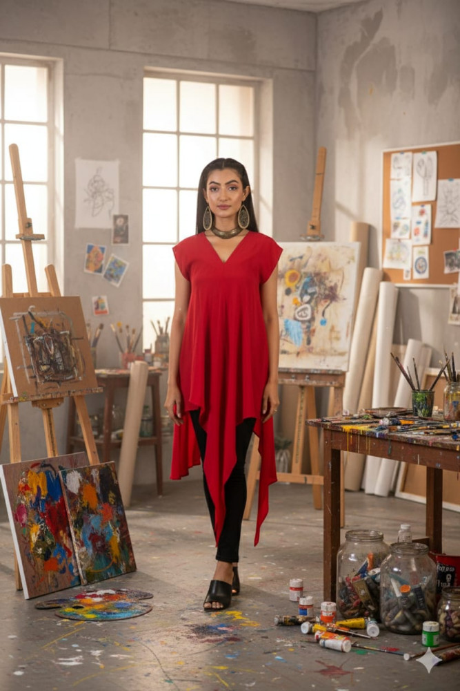 Image of Scarlet Flow Asymmetric Tunic