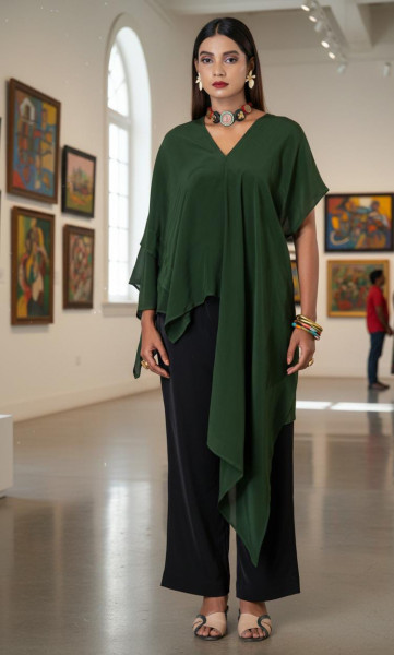 Emerald Asymmetrical Draped Top
