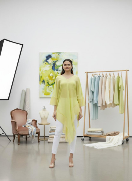 Light Green Chiffon Draped Top