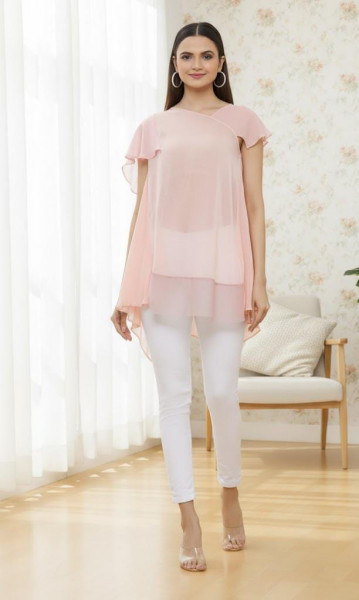 Blush Pink Layered Asymmetric Top