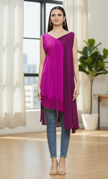 Dual Tone Purple Asymmetric Top