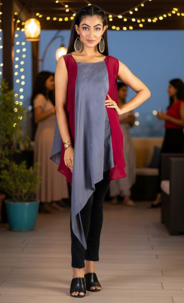 Crimson Mist Asymmetric Tunic