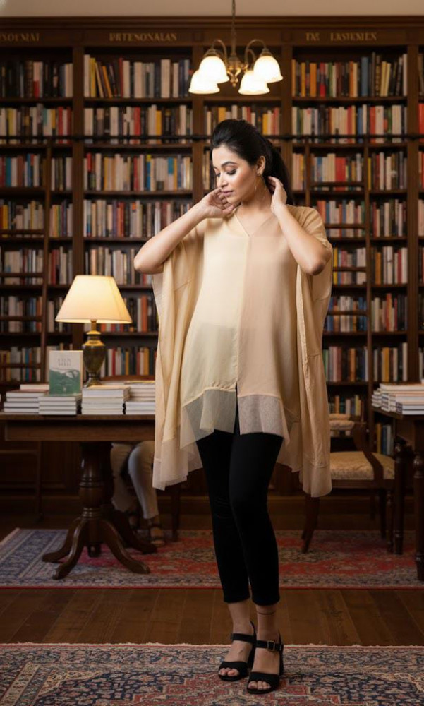 Image of Champagne Glow Oversized Draped Top