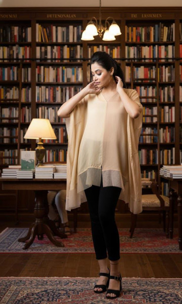 Champagne Glow Oversized Draped Top