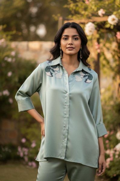 Serene Mint Embroidered Co-ord Set