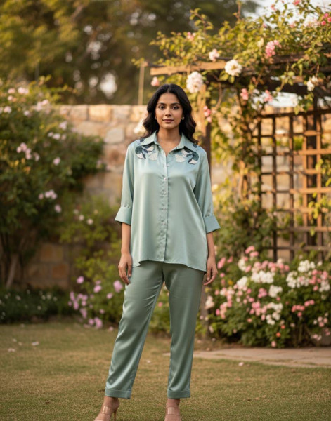 Serene Mint Embroidered Co-ord Set