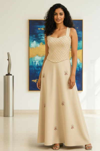 Cream Charm Bustier & Skirt Set