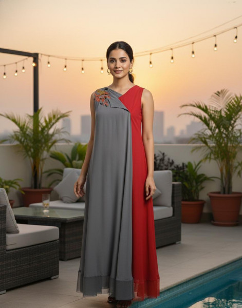 Scarlet Mist Draped Dress