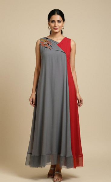 Scarlet Mist Draped Dress
