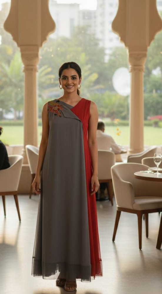 Image of Scarlet Mist Draped Dress