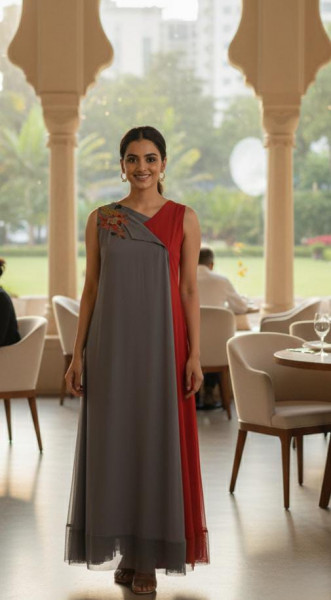 Scarlet Mist Draped Dress