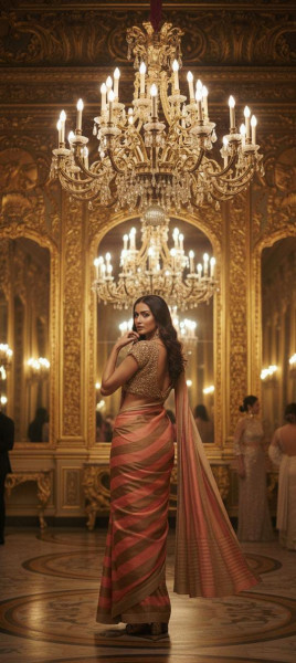 Golden Sunset Pre-Stitched Saree