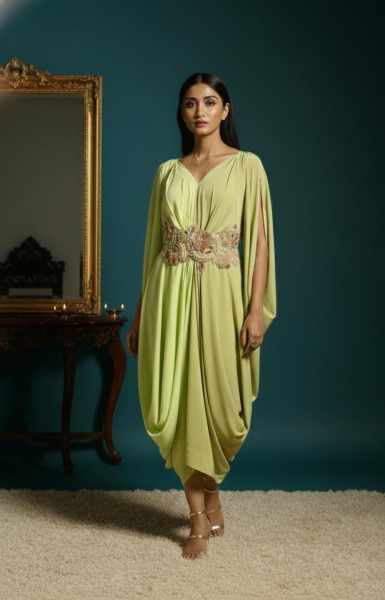 Lime Blossom Draped Jumpsuit