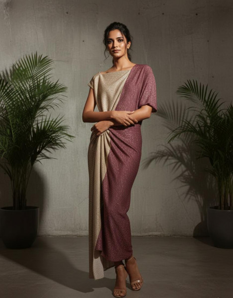 Aurelia Two-Tone Draped Dress