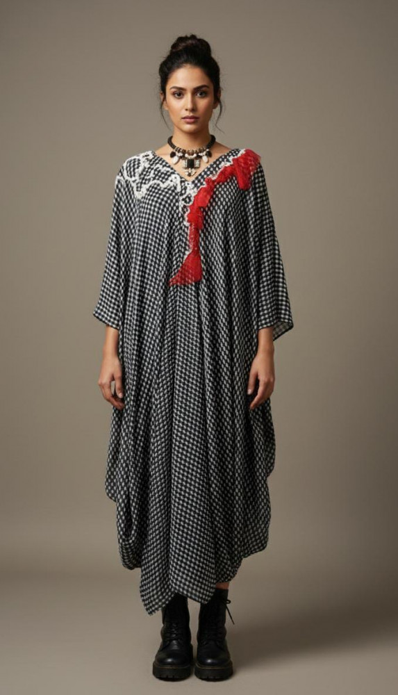 Image of Monochrome B &amp; W Kaftan Dress