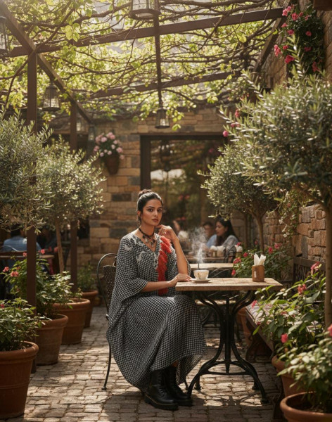 Monochrome B & W Kaftan Dress