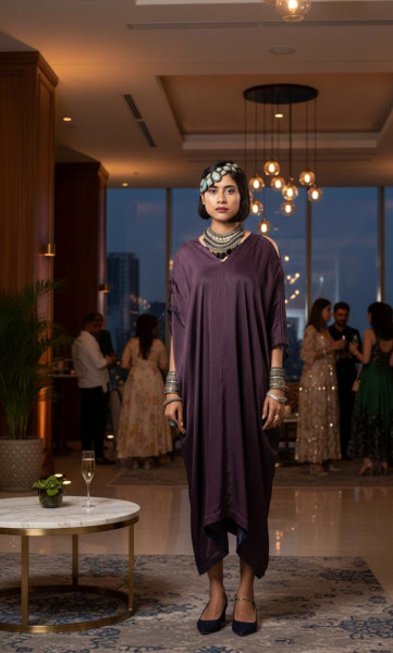 Plum Kaftan Draped Dress