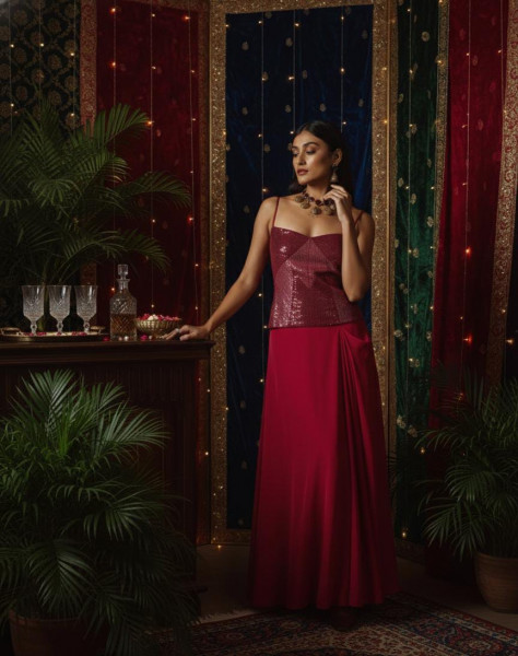 Cherry Red Skirt Co-ord Set