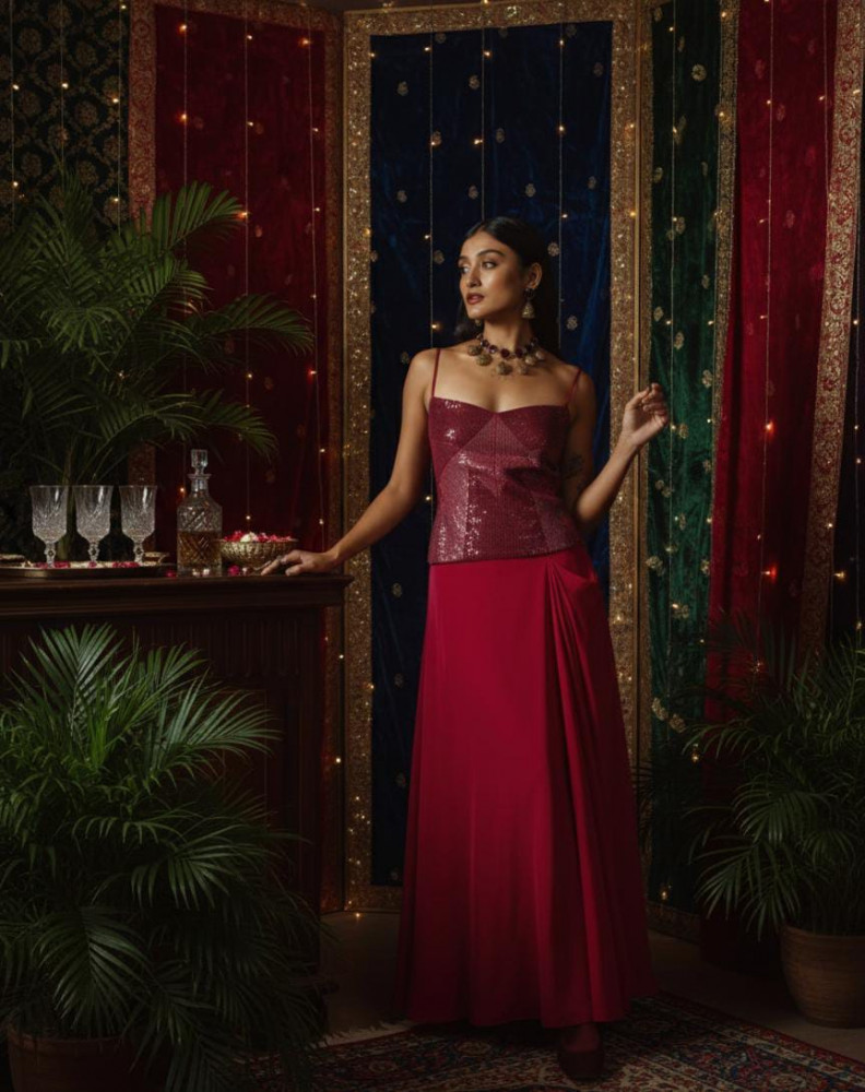 Image of Cherry Red Skirt Co-ord Set