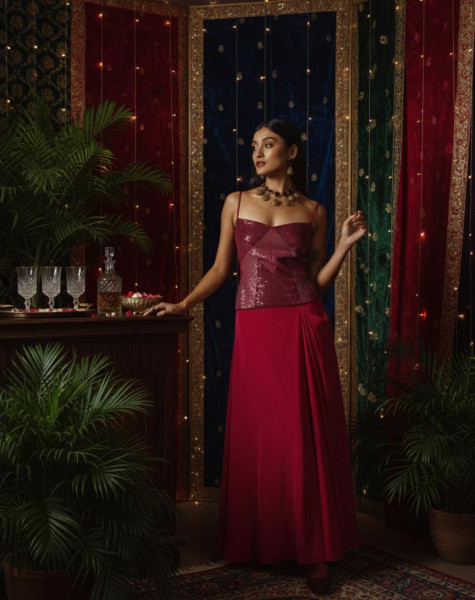 Cherry Red Skirt Co-ord Set