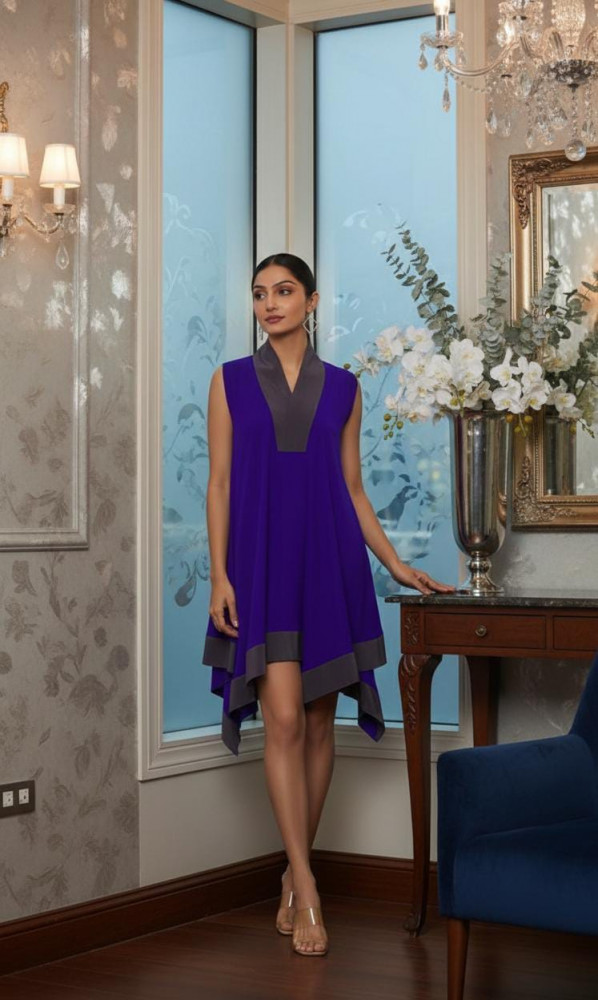 Image of Royal Violet Drape Dress