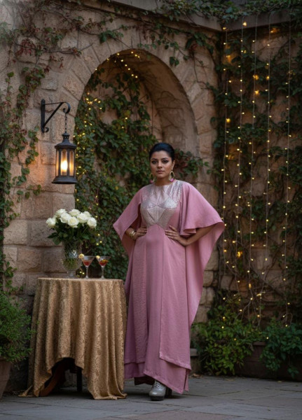 Rose Luxe Geometric Embroidered Quilted Sequin Dress