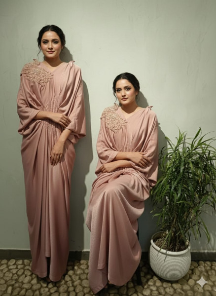 Peach Embroidered Gown